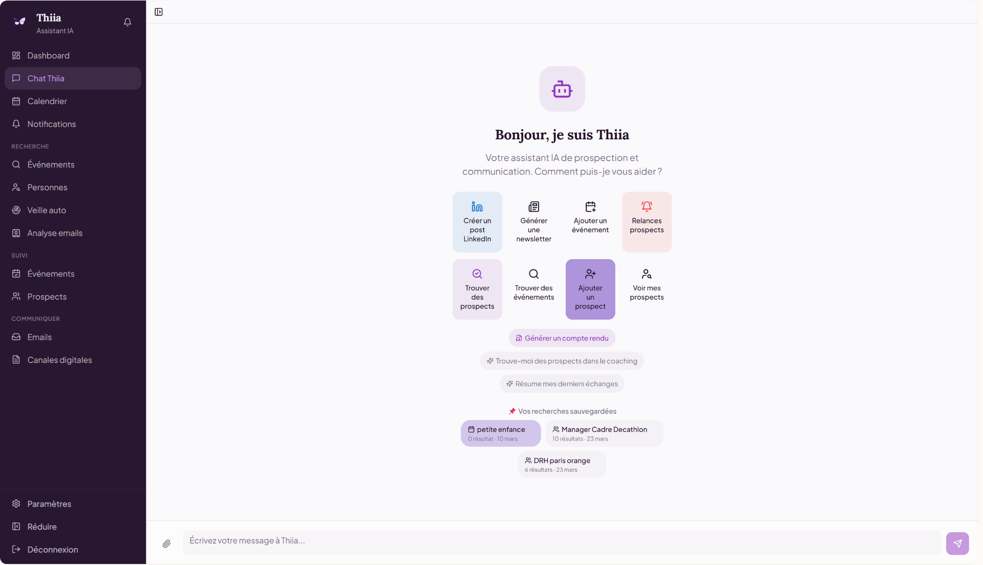 Thiia chat interface preview